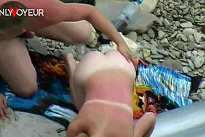 hey lucky guy, watch that tanned teen suck your cock on the beach air mattress