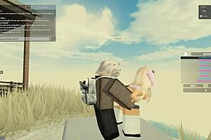 Deepthroat and anal sex with a whore in Roblox