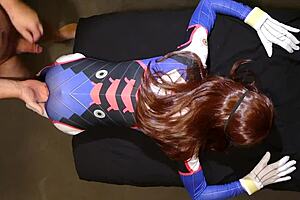 Tiny 18+ D Va in Overwatch cosplay moans on super thick cock with no mercy