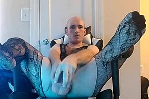 Sissy in Fishnet Stocks Gaping Ass Hardcore