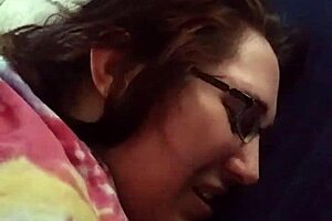 Nerdy Brunette Wife Gets Tight Pussy and Ass Fingered by Husband!