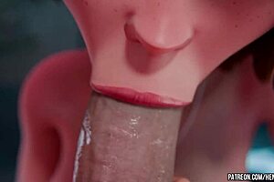 3D animated MILF double creampie with anime and cartoon elements