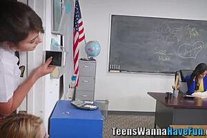 real teens bind teacher and lick her pussy at party