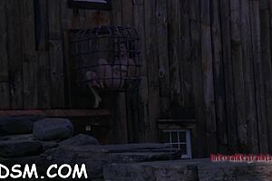 Hot girl gets gagged and tied up for clit pleasure