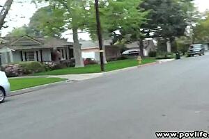 Hey, POV sex with brunette teen Alice at carwash