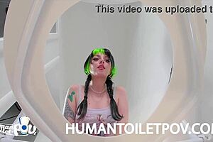Kittycamtime dominates human toilet in goth femdom pov
