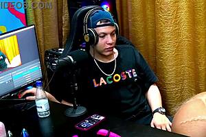 latina andressa sanchez teases ruan with her ass on camera. she pulls his cock out for a wild podcast.