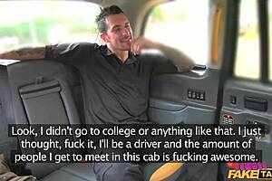 Female fake taxi driver gargles cop's cum.