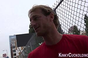 cuckolding femdom babe humiliates old man with blowjob and cum in mouth