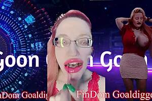 Goddess in pink lipstick dominates slave with joi obsession