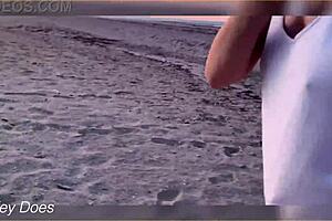 flashing big tits at sunset