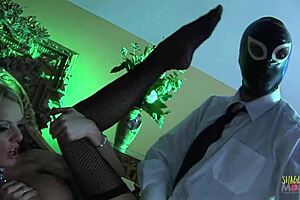 tanya tate looks phenomenal in black fishnet costume while getting pounded from behind