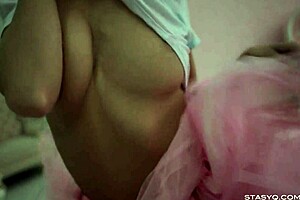 Beautiful Sveta dances in pink ballerina tutu!