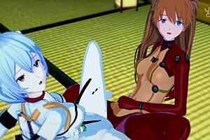 明日香和绫波丽紧逼同步福音战士