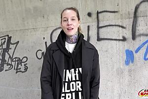 German Scout picks up wild tattoo model Lisa Rocketcock for intense casting fuck.