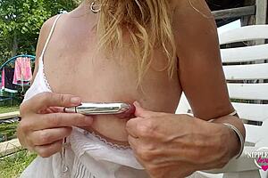 Nippleringlover Gets Kinky Inserting 18mm Vibrator in Extreme Stretched Pierced Nipples for Wild Fun