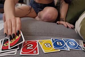 Student Plays Erotic Uno Leading to Unplanned Strip and Cumshot
