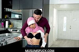 Arab Hijab Student Visits Big Cock Teacher