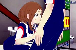 oh man, ochako uraraka and izuku midoriya get wild with intense creampie sex in my hero academia hentai 😍💦