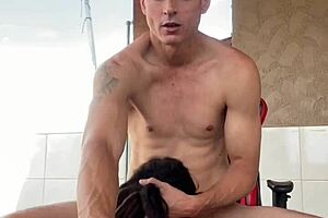 Tattooed Teen Babe Gets Blowjob On Balcony