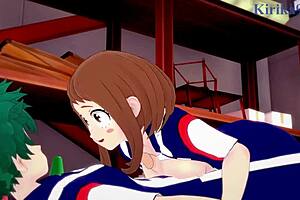 oh man, ochako uraraka and izuku midoriya get wild with intense creampie sex in my hero academia hentai 😍💦