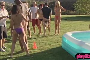 Real amateur couples try out a swinger night club experience on reality TV show