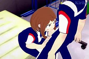 oh man, ochako uraraka and izuku midoriya get wild with intense creampie sex in my hero academia hentai 😍💦