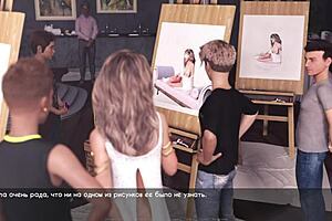 Lusty gameplay features naked girls massaging asses in leggings