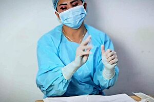 Medical glove fetish asmr by dominafire in the hospital