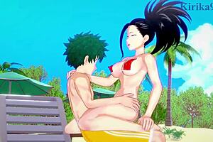 Want to see Momo Yaoyorozu and Kyoka Jiro and Izuku Midoriya in intense sex?