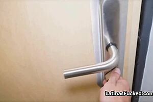 oiled latina ass gets fucked in kitchen