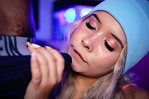 college girl takes her boyfriends cock out of his boxers and proceeds to suck it