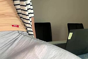 stepmother made huge cum when caught by stepson in office