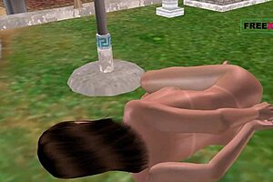 animated 3d girl masturbates with cucumber