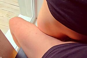 Milf rubs wet panties to cum in close-up scene