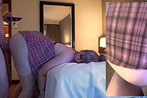 Interracial lovers engage in rough sex in old video
