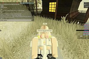 Beautiful blonde gets dirty in Roblox game