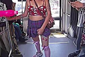 Woman Commutes On Metrobus In Skirt And Thong