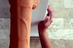 she trains to fuck with dildo on hairy pussy