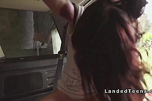 Teen slams hard in car for wild POV action!