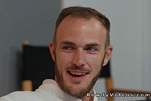 Muscular gays return to set and slam into intense anal action on the sofa.