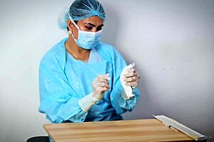 Medical glove fetish asmr by dominafire in the hospital