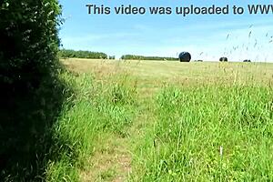 Fuck buddy dares housewife to outdoor sex over the gate in homemade setting