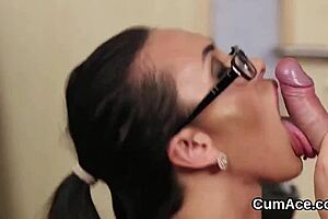 Flirty Beauty Sucks Cumshot On Face