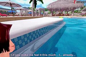 Anzu Mazaki's poolside Ahegao adventure in Yu-Gi-Oh! series