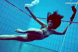 horny teen strips fast underwater, show your body