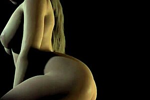 Pretty girl with perfect body fucking a big dildo in the dark