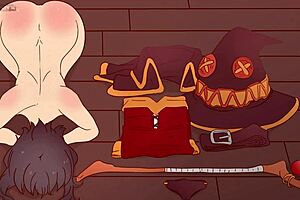 Megumin gets blessed by a black man in hentai