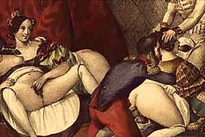 Vintage erotska crtana ilustracija oživljava sirove retro vibracije.