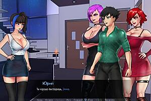 Beautiful women in sexy costumes in a cartoon style game
